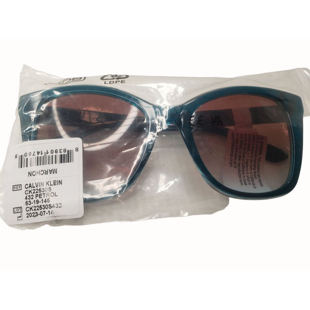 Calvin Klein Women's Rectangular Sunglasses Petrol Blue CK22530S Medium - Picture 5 of 9